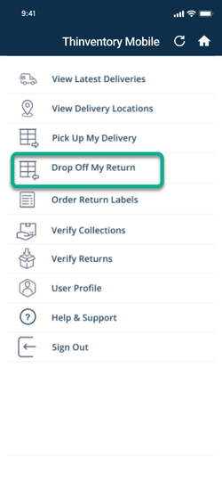 Drop off a return in Thinventory Mobile with Open Flex